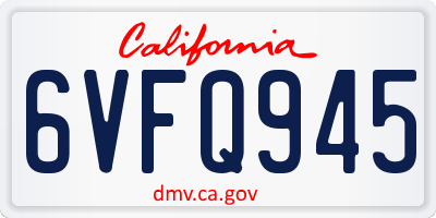 CA license plate 6VFQ945