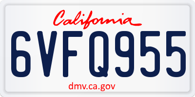 CA license plate 6VFQ955