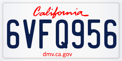 CA license plate 6VFQ956