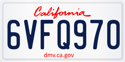 CA license plate 6VFQ970