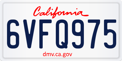 CA license plate 6VFQ975