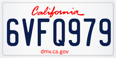 CA license plate 6VFQ979