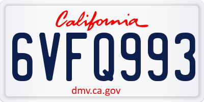 CA license plate 6VFQ993