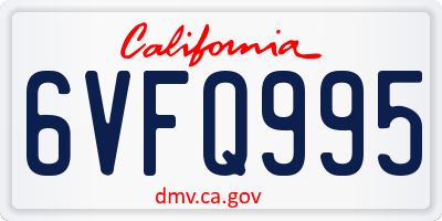 CA license plate 6VFQ995