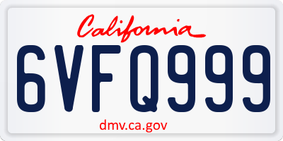 CA license plate 6VFQ999