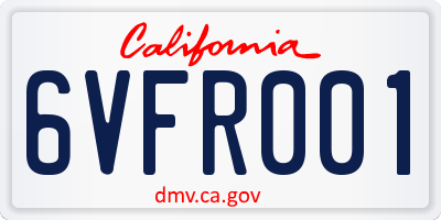 CA license plate 6VFR001