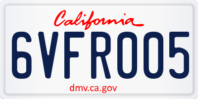 CA license plate 6VFR005