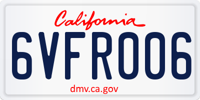 CA license plate 6VFR006