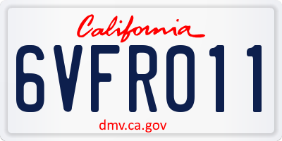 CA license plate 6VFR011
