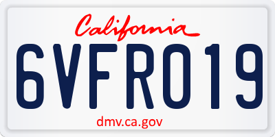 CA license plate 6VFR019
