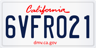 CA license plate 6VFR021