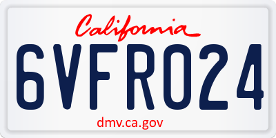CA license plate 6VFR024