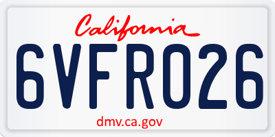 CA license plate 6VFR026