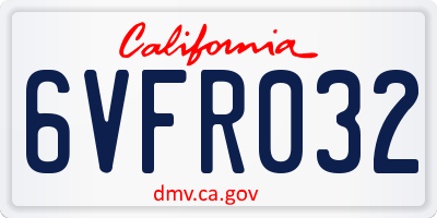 CA license plate 6VFR032