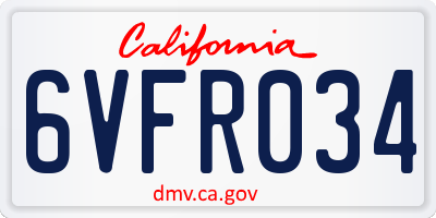 CA license plate 6VFR034