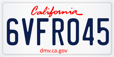 CA license plate 6VFR045