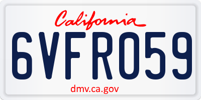 CA license plate 6VFR059