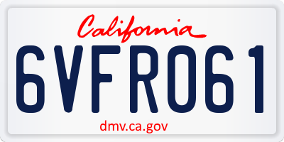 CA license plate 6VFR061