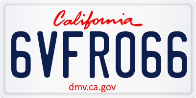 CA license plate 6VFR066