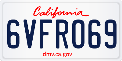CA license plate 6VFR069