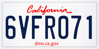 CA license plate 6VFR071