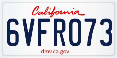 CA license plate 6VFR073