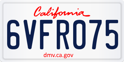 CA license plate 6VFR075
