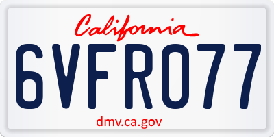 CA license plate 6VFR077