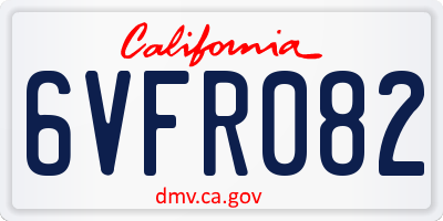 CA license plate 6VFR082