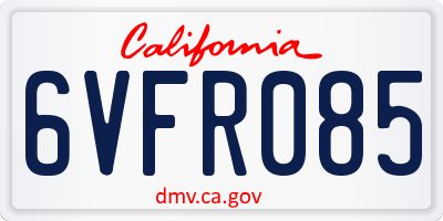 CA license plate 6VFR085