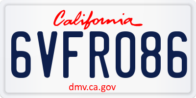 CA license plate 6VFR086