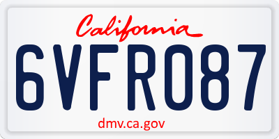 CA license plate 6VFR087