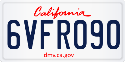CA license plate 6VFR090