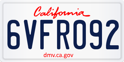 CA license plate 6VFR092