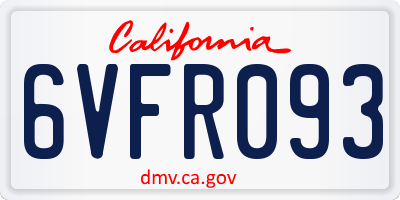 CA license plate 6VFR093