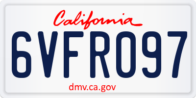 CA license plate 6VFR097
