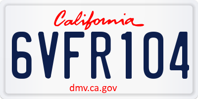 CA license plate 6VFR104