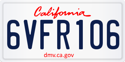 CA license plate 6VFR106