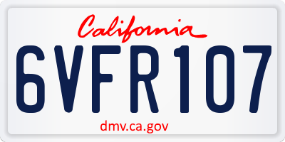 CA license plate 6VFR107