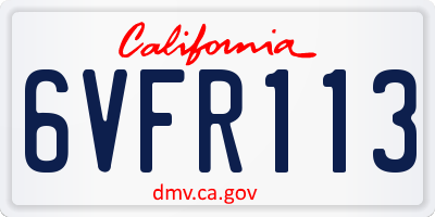 CA license plate 6VFR113