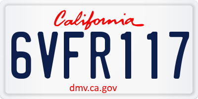 CA license plate 6VFR117