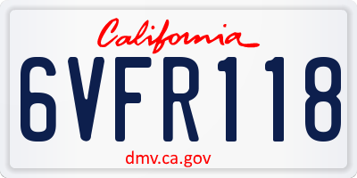 CA license plate 6VFR118