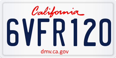 CA license plate 6VFR120