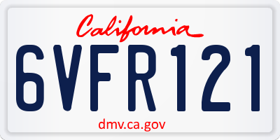 CA license plate 6VFR121