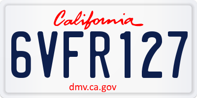 CA license plate 6VFR127