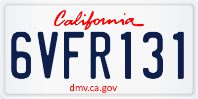 CA license plate 6VFR131
