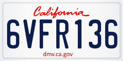 CA license plate 6VFR136