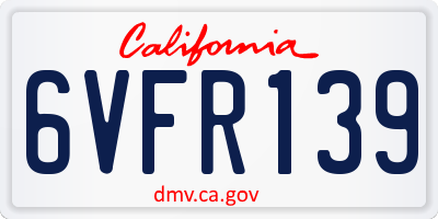 CA license plate 6VFR139