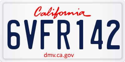 CA license plate 6VFR142