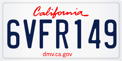 CA license plate 6VFR149